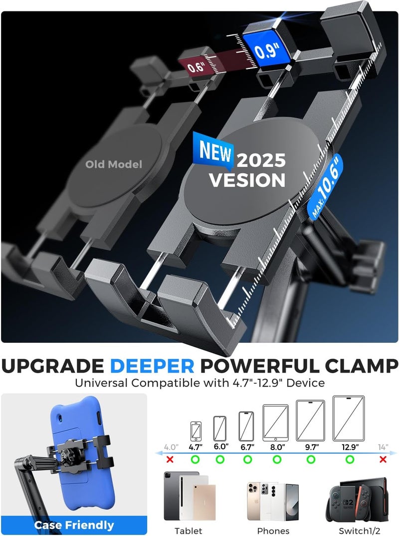 eSamcore Cup Holder Tablet Mount for Truck, Car Tablet Holder with Adjustable 15" Height 360° Rotation Stand, 0.9" Depth Clamp Fit for iPad Air/Pro/Mini 4.7"-12.9" Foldable Phone iPhone - Image 4